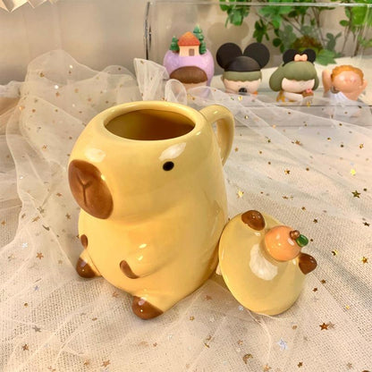 Novelty Capybara Couple Mug: Cute 3D Ceramic Cup for Coffee or Tea