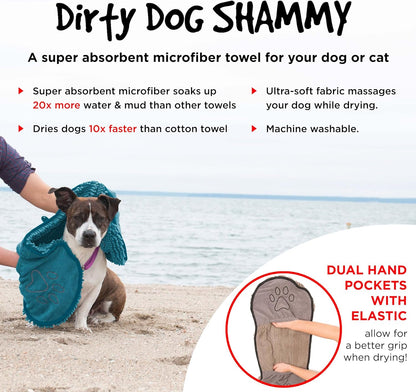 Shammy Towels for Drying Dogs - Heavy Duty Soft Microfiber Bath Towels - Super Absorbent, Quick Drying, & Machine Washable - Essential Bathing Supplies for Dogs and Cats | Grey 13x31