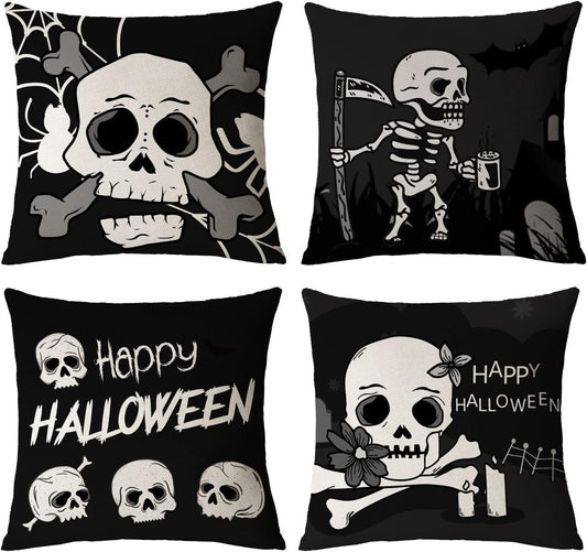 Halloween Pillow Covers 18X18 Set of 4 Black Halloween