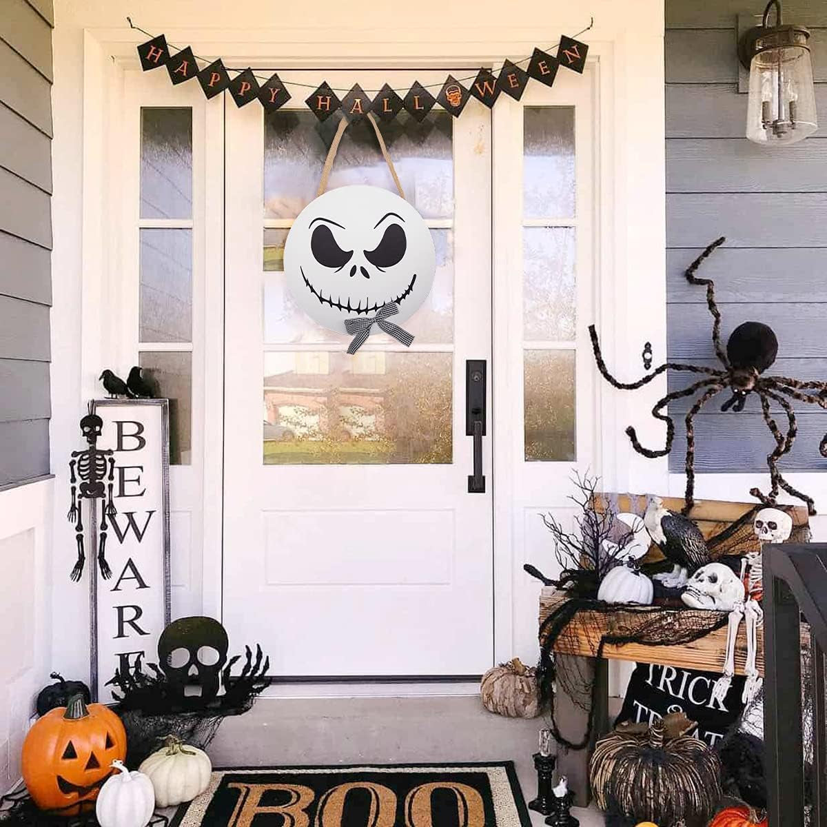 Halloween Decorations - 12'' Wooden Jack Skellington Door Hanger