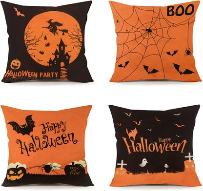 Set of 4 Halloween Pillow Covers