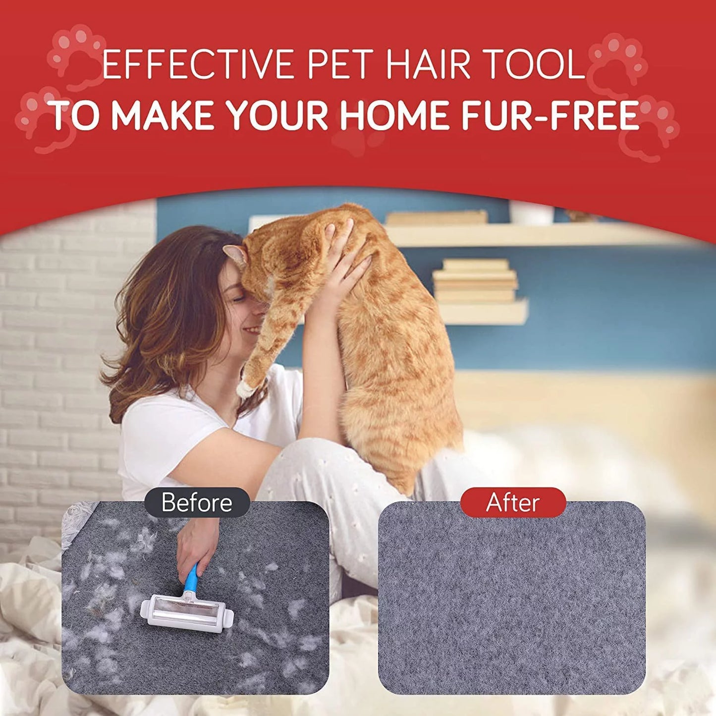 Pet Hair Cleaner Reusable Cat & Dog Hair Remover for Furniture Couch Carpet Car Seats Resolve Pet Hair