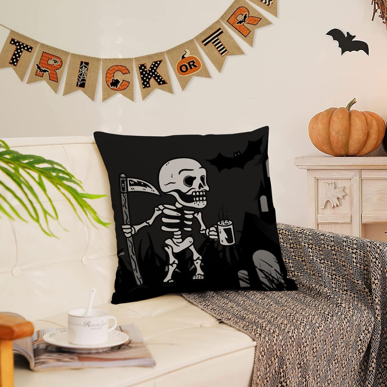 Halloween Pillow Covers 18X18 Set of 4 Black Halloween