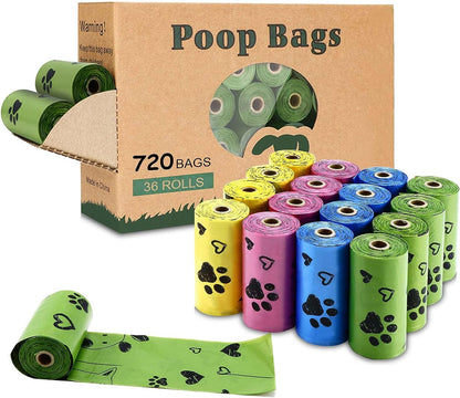 Biodegradable Dog Poop Bags: 720 Extra Thick, Leak-Proof Bags with Dispenser (4 Colors, Scented)