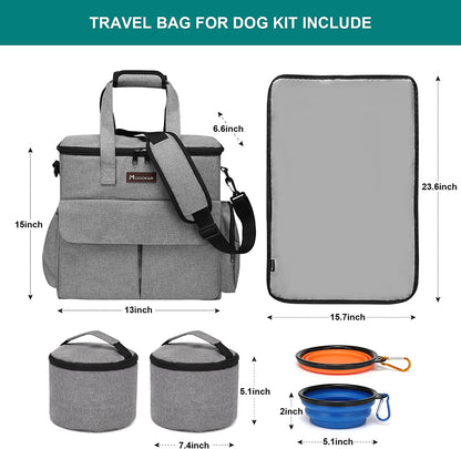 Dog Travel Bag, Weekend Pet Travel Set for Dog and Cat