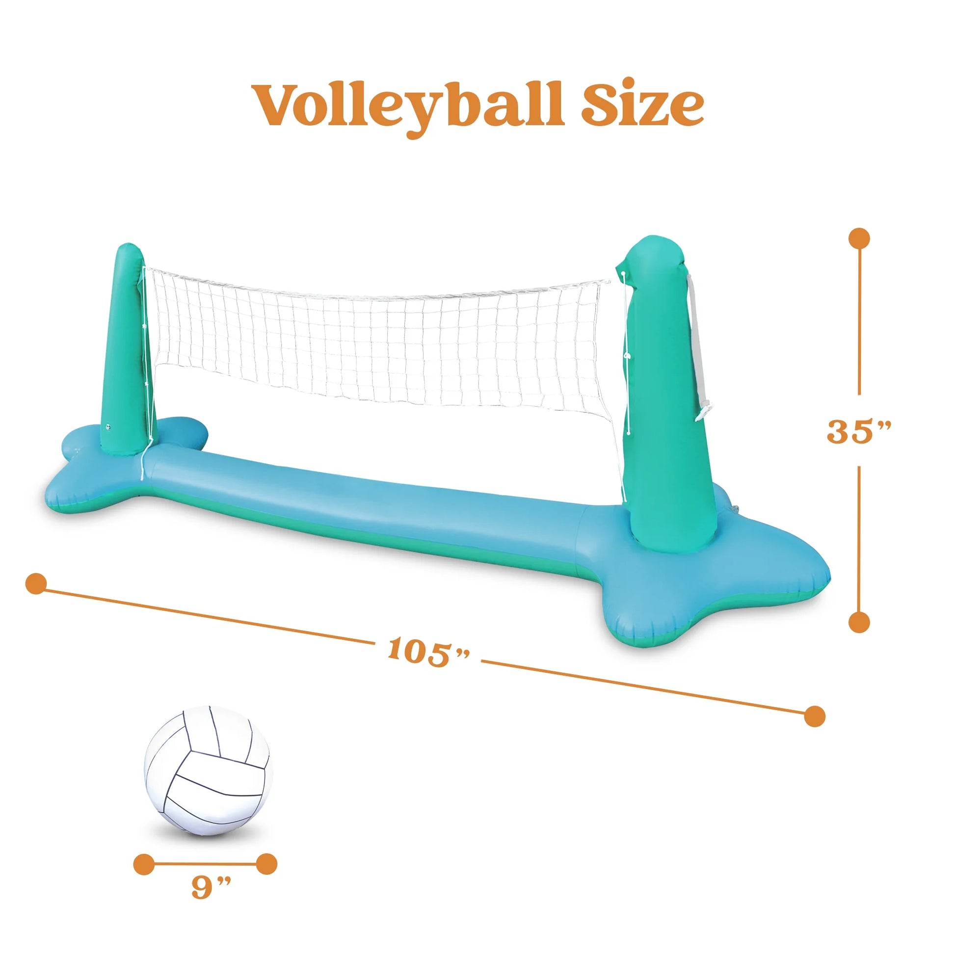 Blue Inflatable Pool Game Set with Volleyball Net & Basketball Hoops - Fun for Kids and Adults