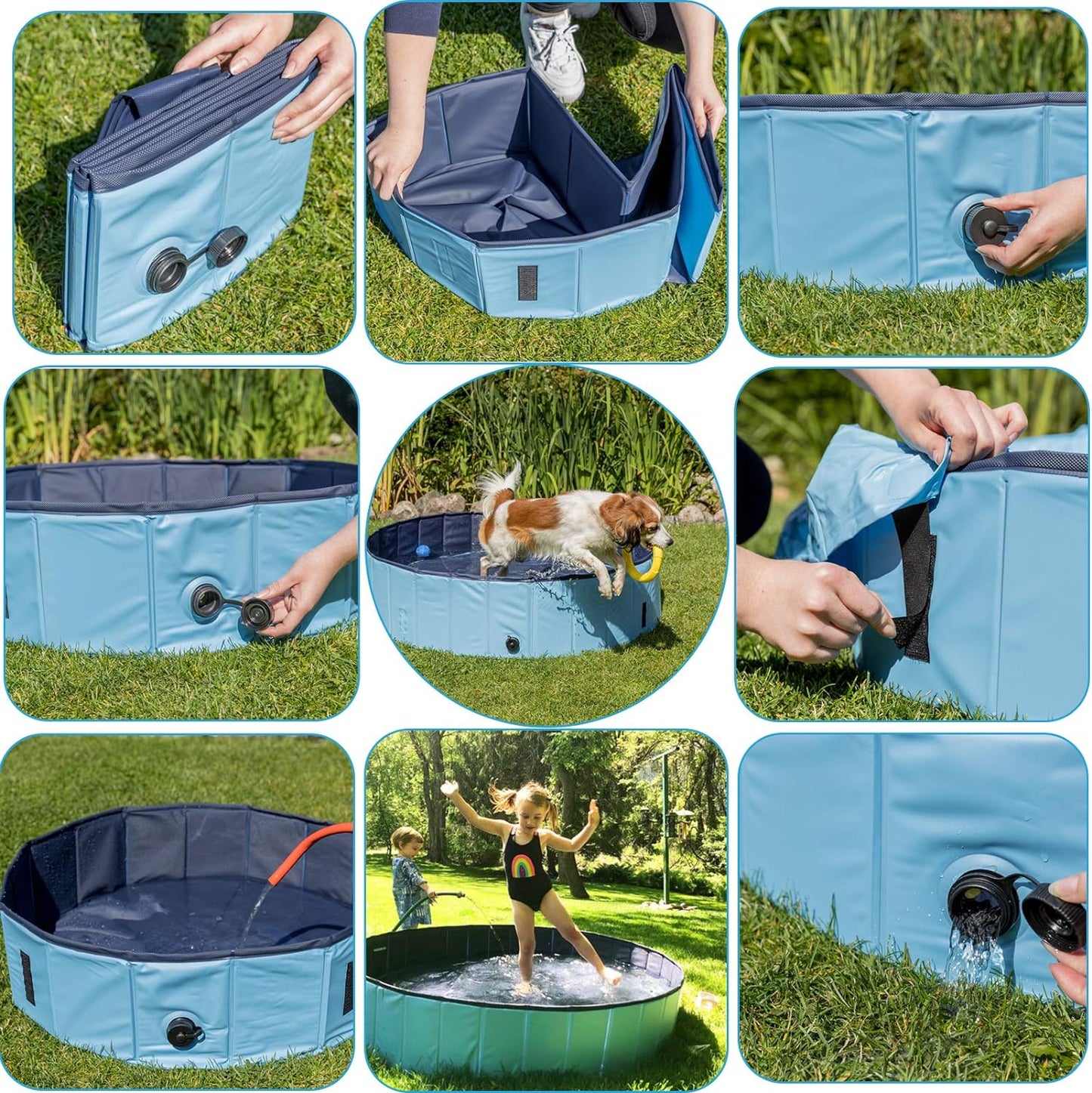 Foldable Dog Pool - Large Anti-Slip PVC Pet Swimming Pool (63"x12")