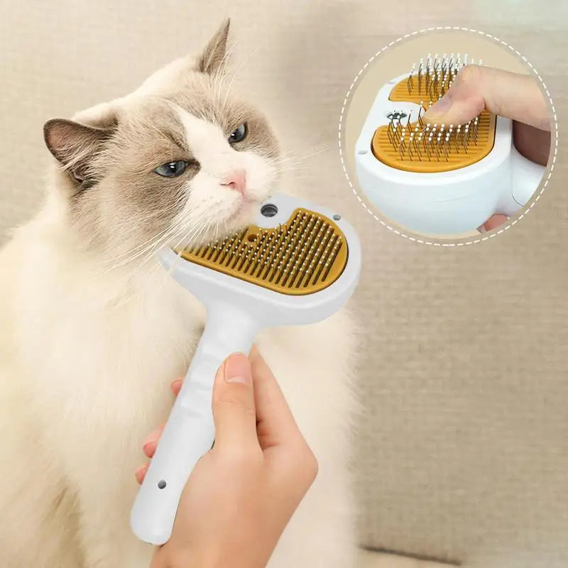 Multifunctional Pet Steam Brush Cat Dog Cleaning Steamy Spray Massage Comb Hair Removal Grooming Brush with Release Button