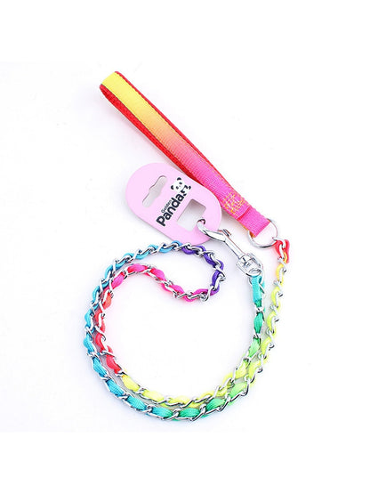 Ulaishi Rainbow Hand Holding Rope Pet Chain P Chain Collar Corgi Cat and Dog Small Size Dogs Dog Leash Iron Chain