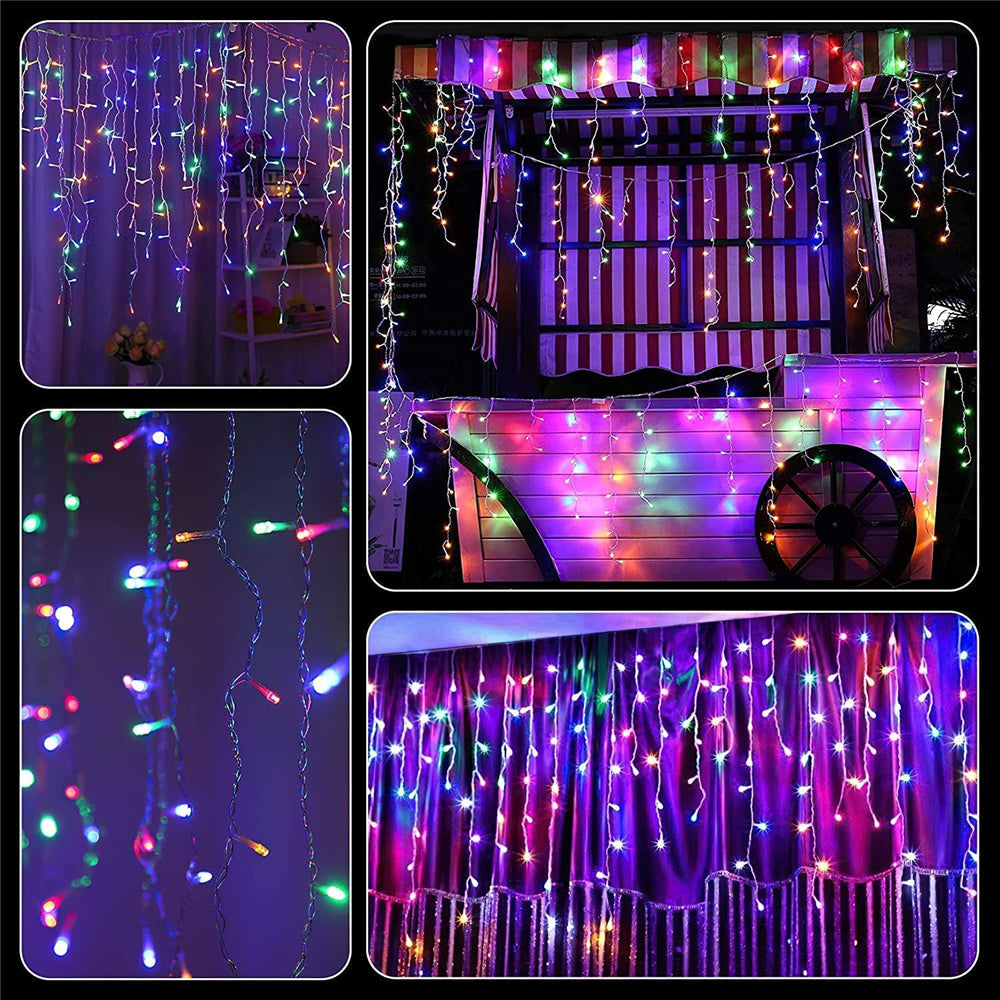 🌟 Solar Icicle Curtain Lights - Perfect for Festive Outdoor Decor 🌟