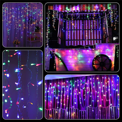 🌟 Solar Icicle Curtain Lights - Perfect for Festive Outdoor Decor 🌟