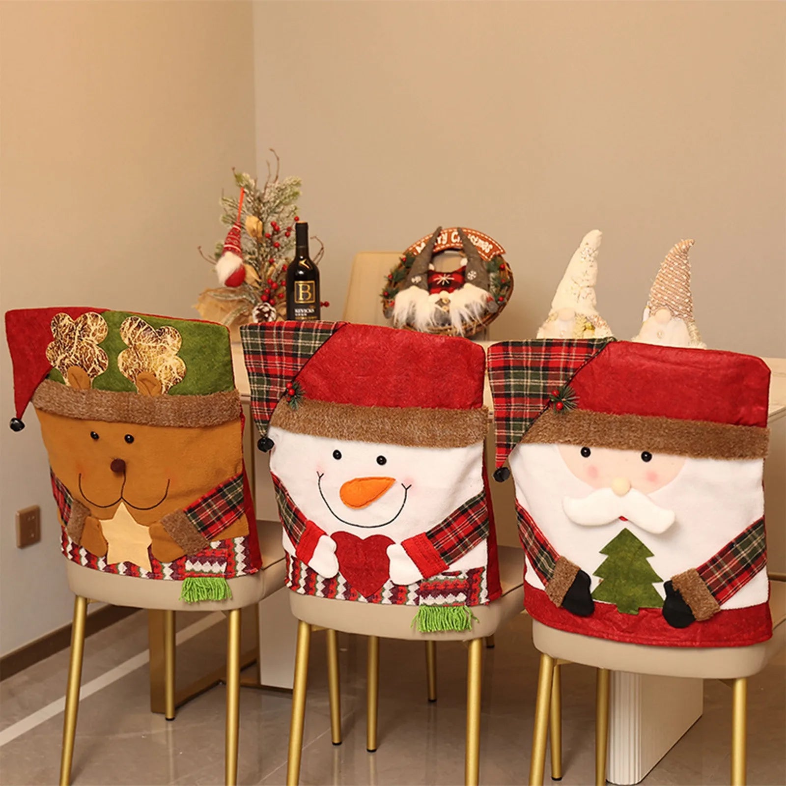 🎅 Christmas Decoration Figurine Chair & Stool Cover - Festive Flair for Your Home 🎄