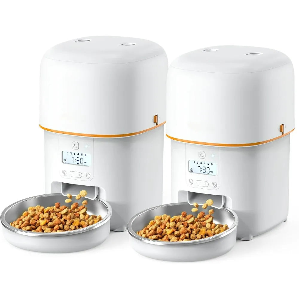 Automatic Cat Feeders - 2 Packs 2L/4L Food Dispenser Easy To Use, Timed Automatic Pet Feeder