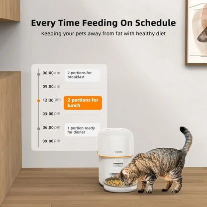 Automatic Cat Feeders - 2 Packs 2L/4L Food Dispenser Easy To Use, Timed Automatic Pet Feeder