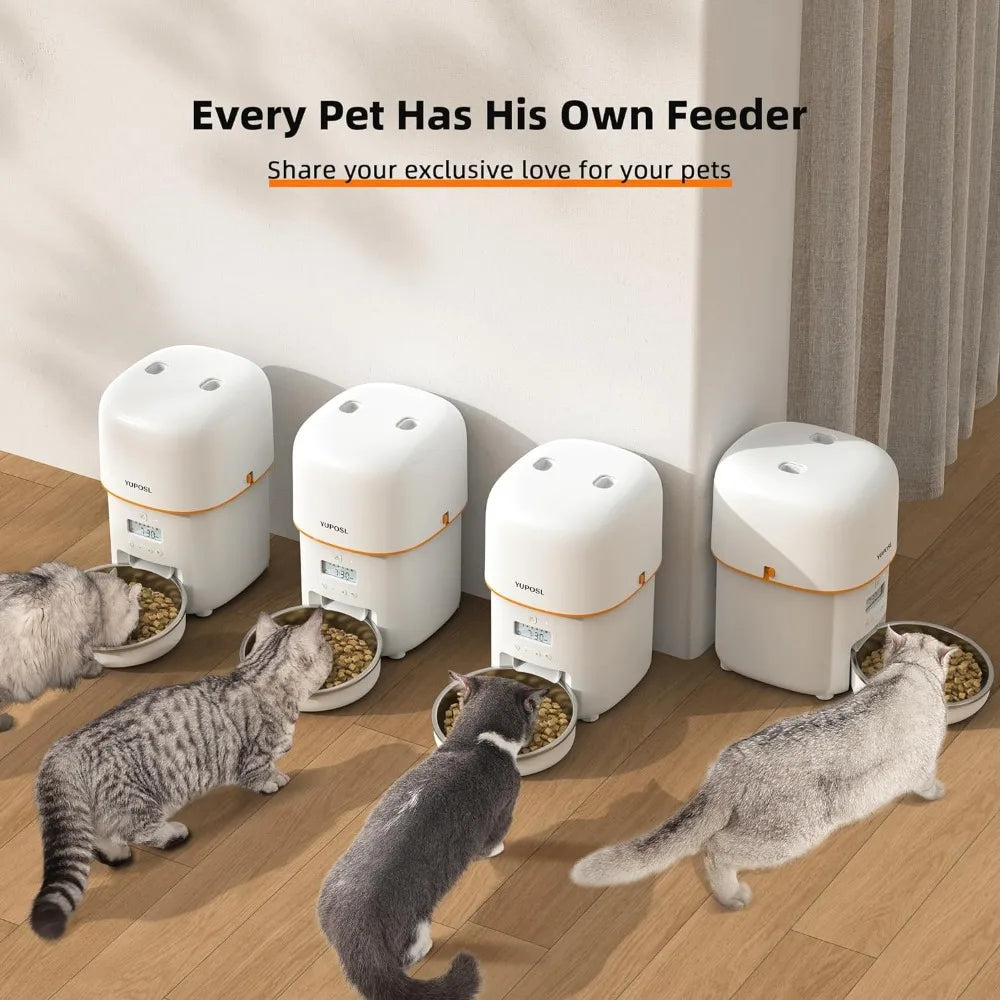 Automatic Cat Feeders - 2 Packs 2L/4L Food Dispenser Easy To Use, Timed Automatic Pet Feeder