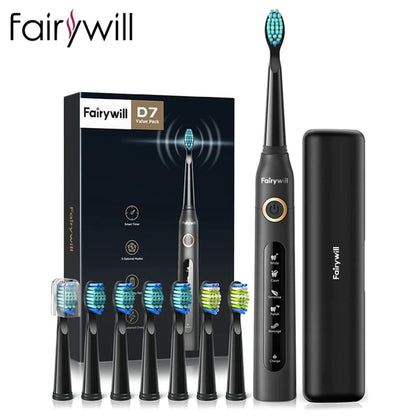 Electric Sonic Toothbrush FW-507 with USB charging, rechargeable, waterproof, for adults, with interchangeable brush heads