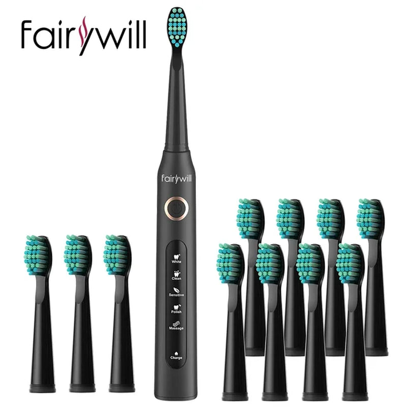 Electric Sonic Toothbrush FW-507 with USB charging, rechargeable, waterproof, for adults, with interchangeable brush heads