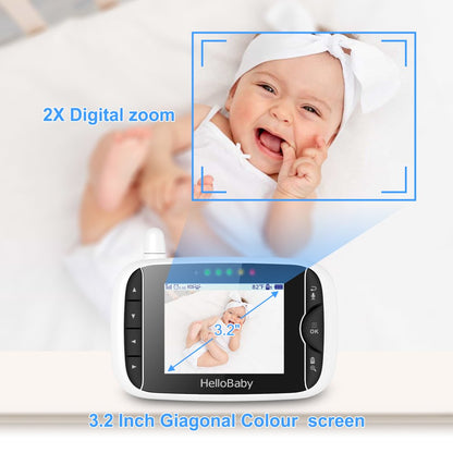 Baby Monitor HB65 with Remote Pan-Tilt-Zoom Camera, 3.2-Inch Video Display, Night Vision, 2-Way Audio, Temperature Sensor, and 960-Foot Range.