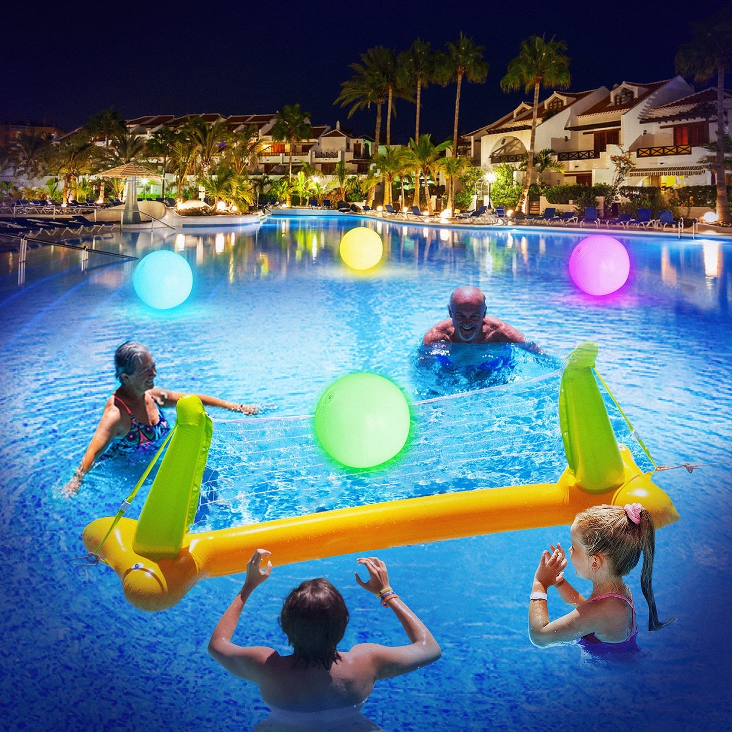 Pool Toys, Light up Pool Beach Game Balls 4 Pack 8 Light Modes, Pool Activities Decorations Adult, Red, Unisex