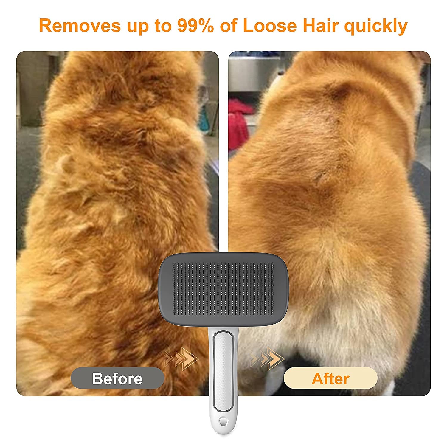 Self-Cleaning Slicker Brush for Dogs and Cats - Effective Pet Grooming Brush for Shedding, Tangled, and Loose Hair - Ideal for Long and Short Hair