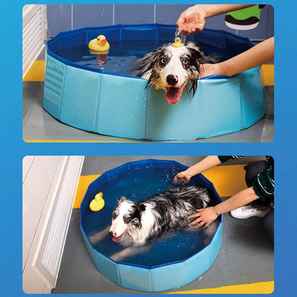 Foldable Dog Pool - Large Anti-Slip PVC Pet Swimming Pool (63"x12")