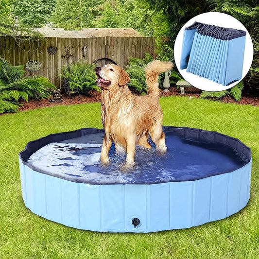 Foldable Dog Pool - Large Anti-Slip PVC Pet Swimming Pool (63"x12")