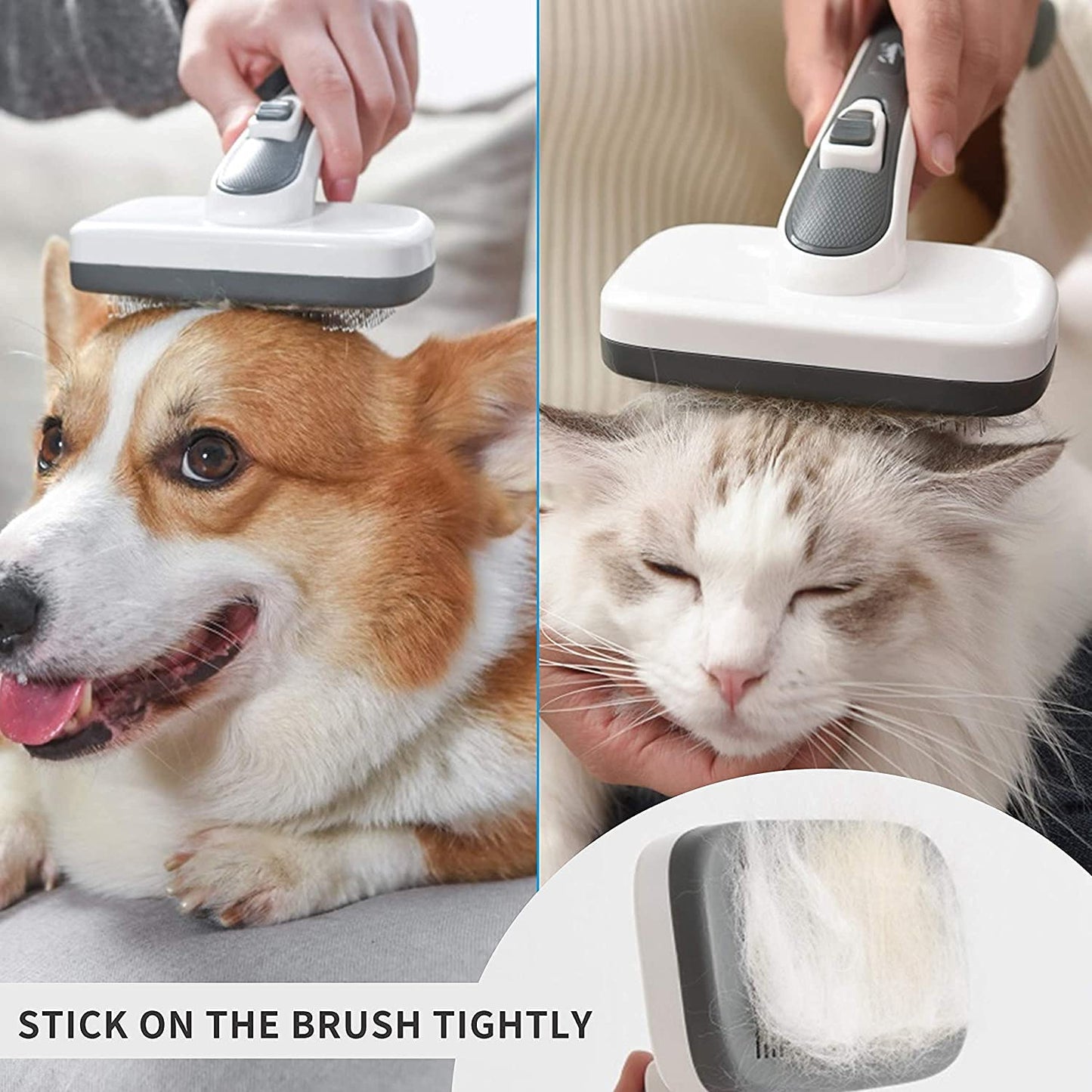 Self-Cleaning Slicker Brush for Dogs and Cats - Effective Pet Grooming Brush for Shedding, Tangled, and Loose Hair - Ideal for Long and Short Hair