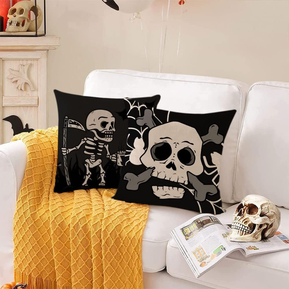 Halloween Pillow Covers 18X18 Set of 4 Black Halloween