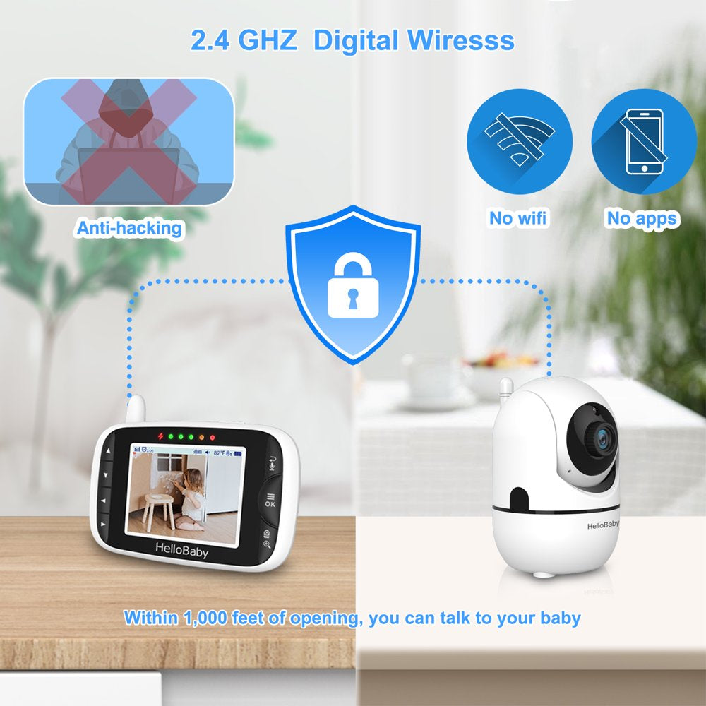 Baby Monitor HB65 with Remote Pan-Tilt-Zoom Camera, 3.2-Inch Video Display, Night Vision, 2-Way Audio, Temperature Sensor, and 960-Foot Range.