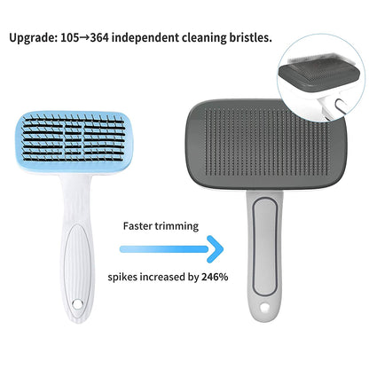 Self-Cleaning Slicker Brush for Dogs and Cats - Effective Pet Grooming Brush for Shedding, Tangled, and Loose Hair - Ideal for Long and Short Hair