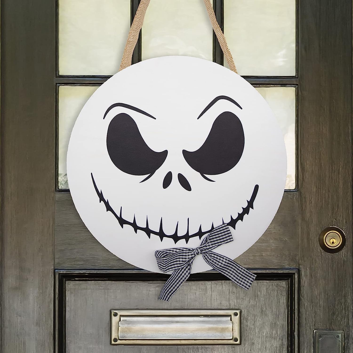 Halloween Decorations - 12'' Wooden Jack Skellington Door Hanger