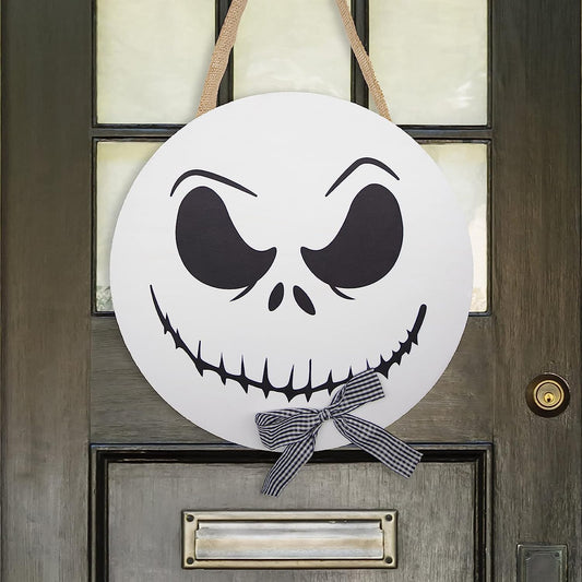 Halloween Decorations - 12'' Wooden Jack Skellington Door Hanger