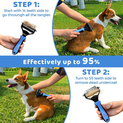 Dog & Cat Grooming Brush Set: Deshedding, Dematting Tools & Shedding Glove