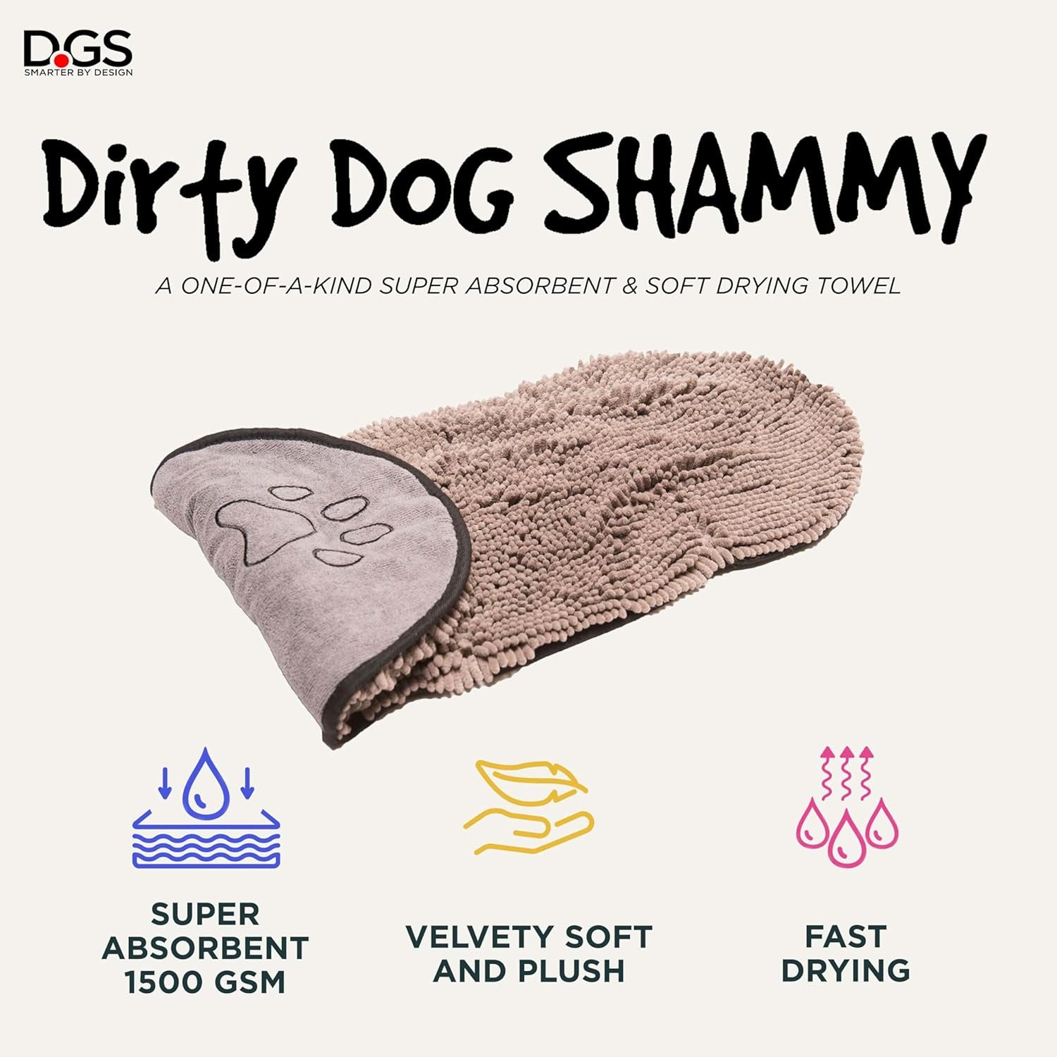 Shammy Towels for Drying Dogs - Heavy Duty Soft Microfiber Bath Towels - Super Absorbent, Quick Drying, & Machine Washable - Essential Bathing Supplies for Dogs and Cats | Grey 13x31