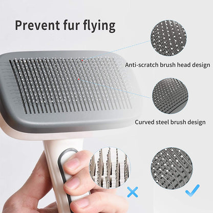 Self-Cleaning Slicker Brush for Dogs and Cats - Effective Pet Grooming Brush for Shedding, Tangled, and Loose Hair - Ideal for Long and Short Hair