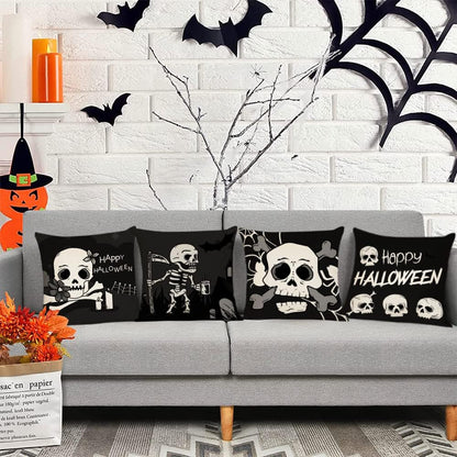 Halloween Pillow Covers 18X18 Set of 4 Black Halloween