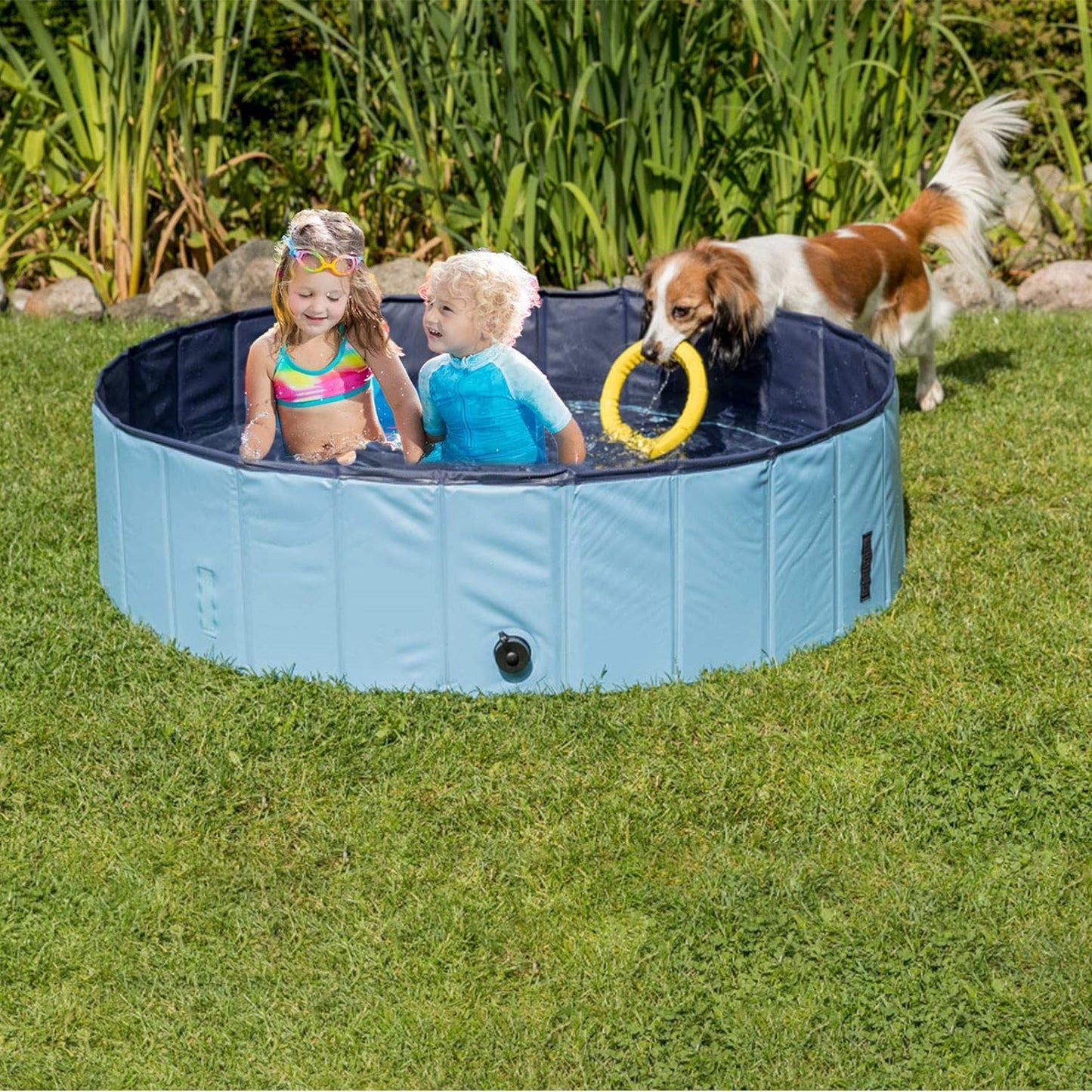 Foldable Dog Pool - Large Anti-Slip PVC Pet Swimming Pool (63"x12")