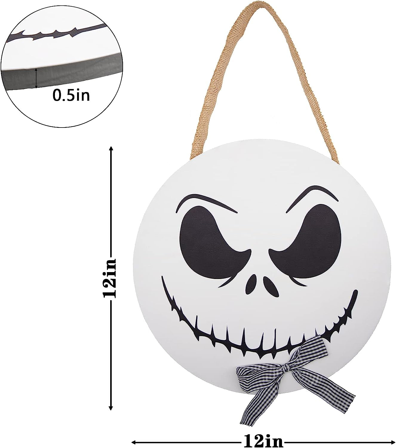 Halloween Decorations - 12'' Wooden Jack Skellington Door Hanger