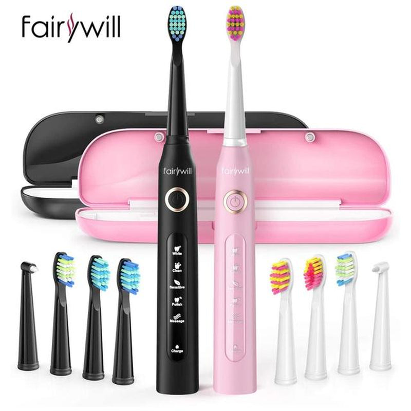 Electric Sonic Toothbrush FW-507 with USB charging, rechargeable, waterproof, for adults, with interchangeable brush heads