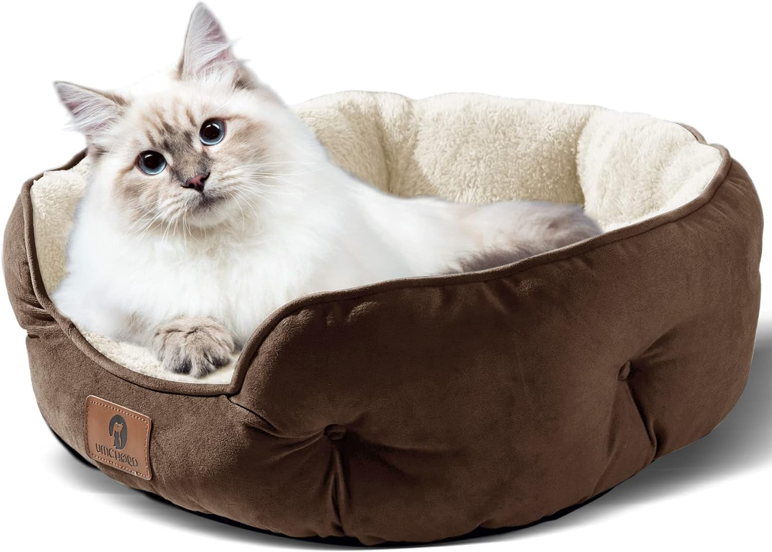 Extra Soft 20-Inch Pet Bed for Small Dogs and Cats - Machine Washable, Anti-Slip, Water-Resistant, Brown