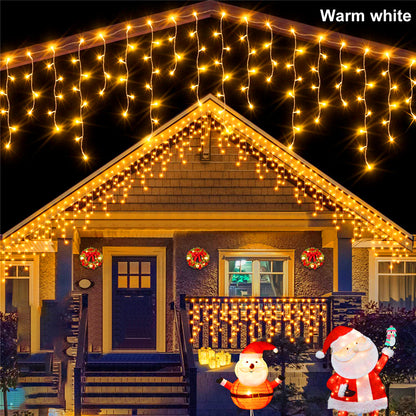 🌟 Solar Icicle Curtain Lights - Perfect for Festive Outdoor Decor 🌟